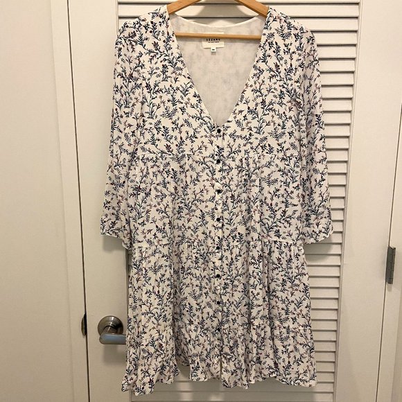 Sezane Aure Dress in Blue foliage print white 36 - Picture 4 of 7